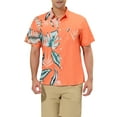 thumbnail image 1 of INSPIRE CHIC Men's Summer Leaf Patchwork Shirt Button Down Printed Shirts M Light Orange Green, 1 of 5