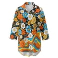 thumbnail image 7 of Renewold Women Long Sleeve Beach Shirt Blouses Bathing Suit Cover Up Breathable Comfy Button Down Cover Ups for Women Trendy Beachwear Resort Wear Beach Tops, Hippie Flower Daisy Stripe Print, S, 7 of 7
