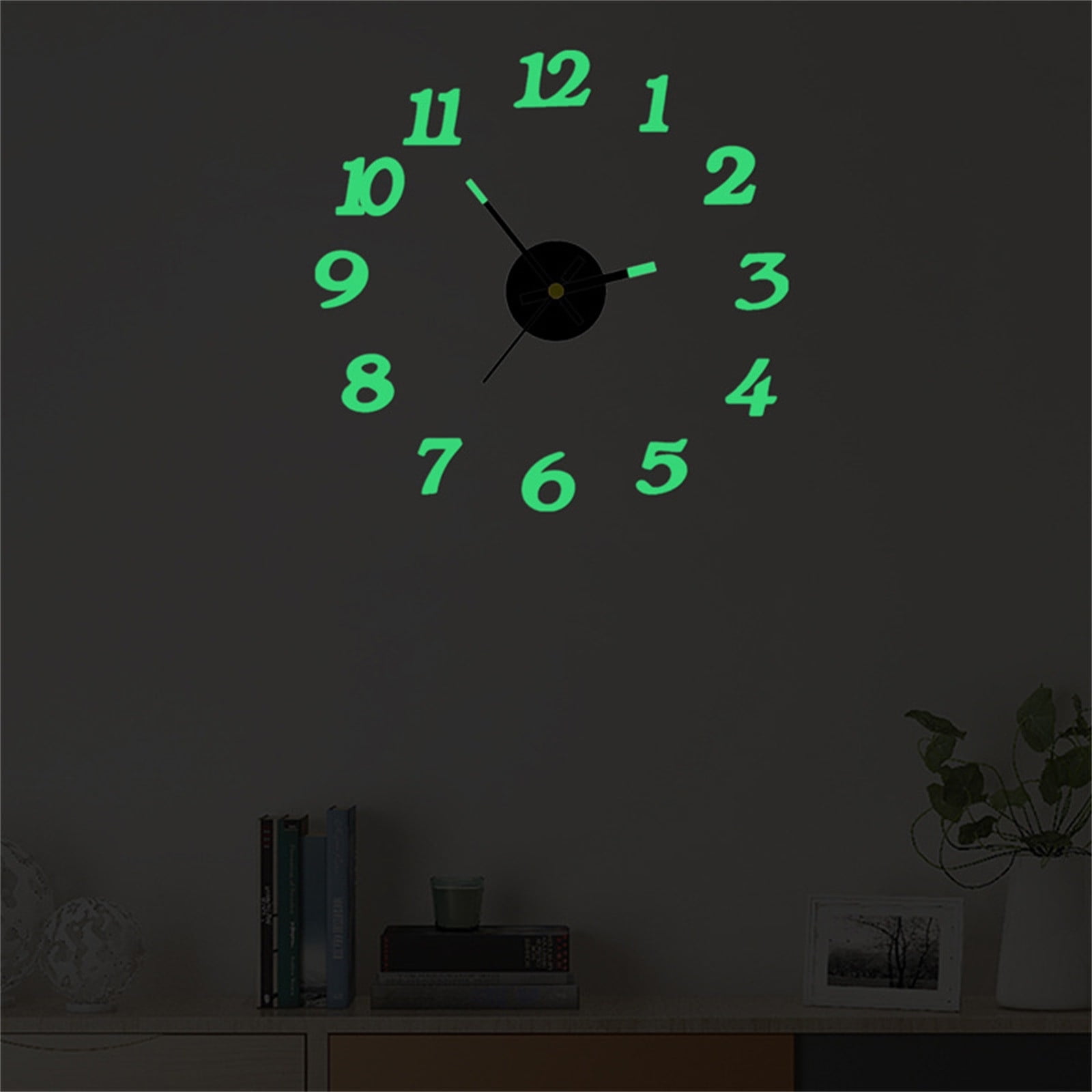 Wovilon Diy Luminous Stereo Digital Wall Clock Creative Wall Sticker