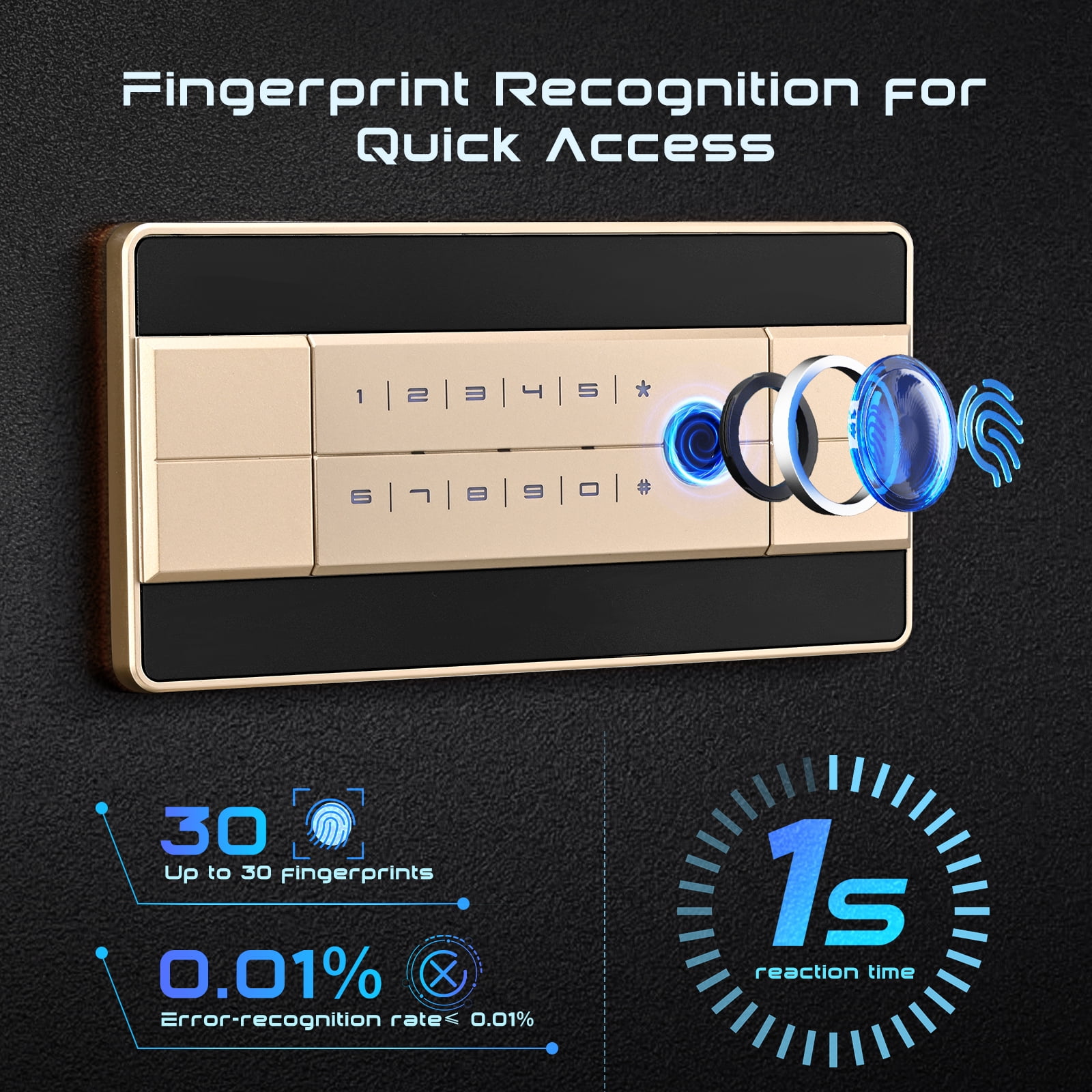 SRWTRCHRY  3.1 CU.ft Electronic Biometric Safe Box with Fingerprint Lock, Home Safe Cabinet Security Box Digital Keypad Safe with Fireproof Bag