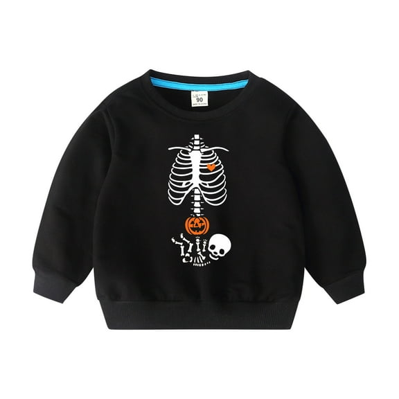 Odeerbi Toddler Boys Girls Halloween Crewneck Sweatshirts Fall Winter Cotton Pullover Sweatshirt 2-10 Years Halloween Printed Long Sleeve Sweatshirt Top Toddler Clothes Black