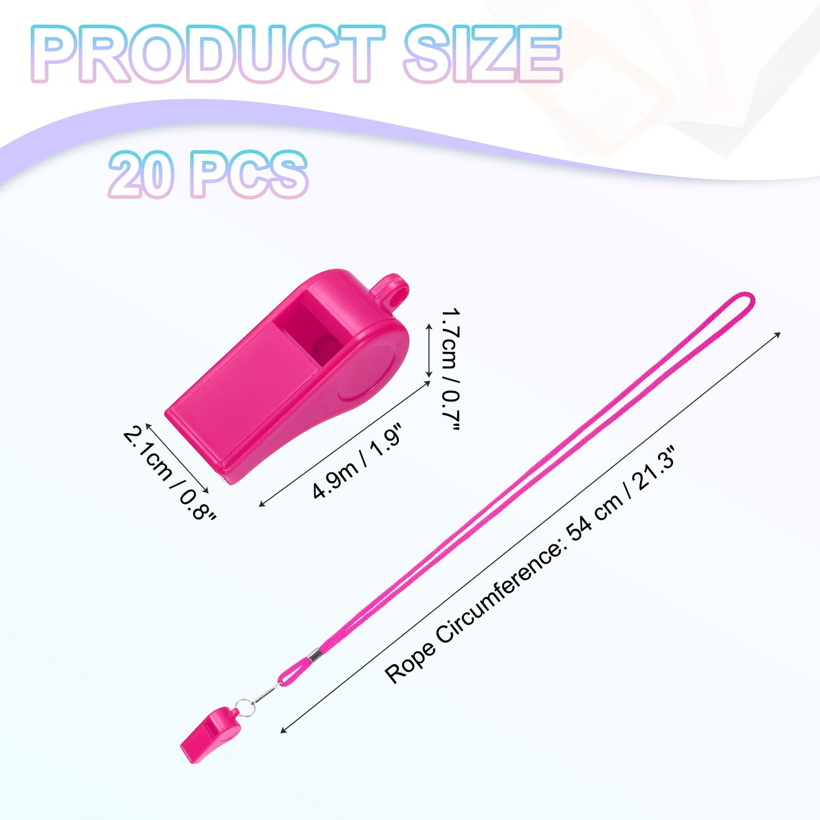 Uxcell Plastic Whistles with Lanyard, Training Sports Gather Whistles Loud Crisp Sound Colorful Bulk Whistle 20 Pcs & Fuchsia -Fitting for (Coaches/Referee/Outsides/Team Events)
