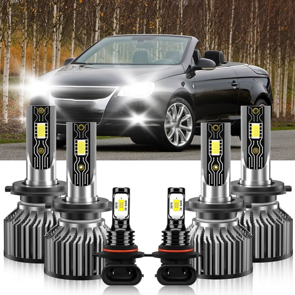 VEHIFOMO For Eos 2007-2016 6Pcs LED Headlight Bulbs Kit High Low Beam   Fog Light 6500K