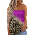thumbnail image 1 of Gibobby Camiseta de tirantes sin mangas con estampado floral para mujer, cintura elástica plisada, sin espalda(Morado,XG), 1 of 4