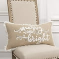 thumbnail image 3 of Rizzy Home Holiday Word Pillow "Merry and Bright" Cotton Poly Filled Decorative Throw Pillow, 14"x26", Tan, 3 of 4