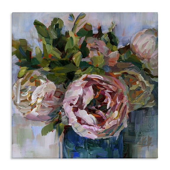 Stupell Industries Full Ranunculus Bouquet Botanical & Floral Painting Gallery Wrapped Canvas Art Print Wall Art, 17 x 17