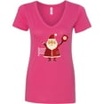 thumbnail image 3 of Inktastic Christmas Pickleball Santa Women's V-Neck T-Shirt, 3 of 5