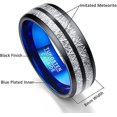 thumbnail image 5 of 8mm Tungsten Rings for Men Women Blue and Black Imitated Meteorite Wedding Band Domed Style Comfort Fit Size 7-12, 5 of 6