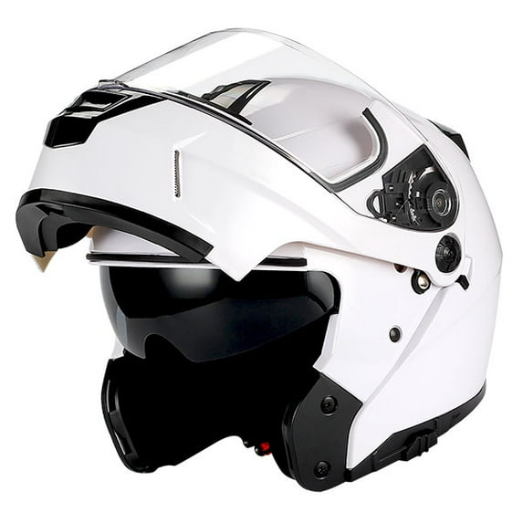 1Storm Motorcycle Modular Full Face Helmet Street Bike Flip up Dual Visor/Sun Shield Racing Glossy White HJA119