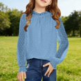 thumbnail image 6 of HIPYLO Thermal Tops for Girls Tops Teens Girls Size 8 Long Sleeve Tops Kids Christmas Shirts Cropped Shirts Toddler Clothes Girls 3t Girls Clothes 18, Blue 7-8 Years, 6 of 7