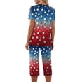 thumbnail image 6 of 4th of July Women's Pajama Sets 2026 Lounge Sleepwears Independece Day US Star Flower Printed Plus Size Short Sleeve Top and Capri Pants Pajama Set, 6 of 6