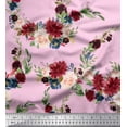 thumbnail image 1 of Soimoi Pink Poly Georgette Fabric Ranunculus & Penoy Floral Print Print Fabric By the Yard 52 Inch Wide, 1 of 3