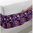 thumbnail image 2 of Halloween Bed Skirt, Cartoon Design Horror Symbols of Vampire Ghost Skeleton and Candies, Elastic Bedskirt Dust Ruffle Wrap Around for Bedding Decor, 4 Sizes, Blue Violet and Orange, by Ambesonne, 2 of 2
