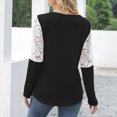 thumbnail image 4 of gakvbuo Sweaters For Women Fall Fashion 2022 Pullover Sweatshirts Tunic T-Shirts Womens Round Neck Solid Color Patchwork Lace Top Long Sleeve Long Sleeve Round Neck Top/Shirt, 4 of 9