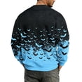 thumbnail image 7 of Rexolia Mens Oversized Waffle T Shirt Halloween Spider Bat Graphic Long Sleeve Casual Comfort Top Blue 5XL, 7 of 7