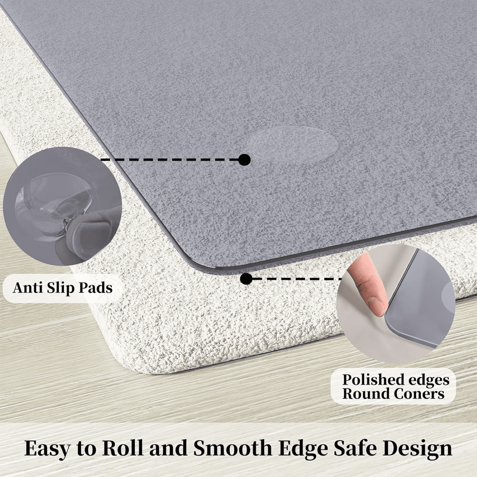 GRAHMCY 46"x55" Office Chair Glass Mat Tempered Glass Mat for Carpeted or Hardwood Floors,Gray