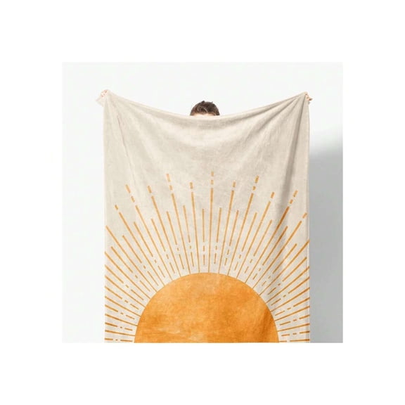 Boho Sun Print Fleece Throw Blanket Multicolor 51x59 Inch Soft Cozy Warm