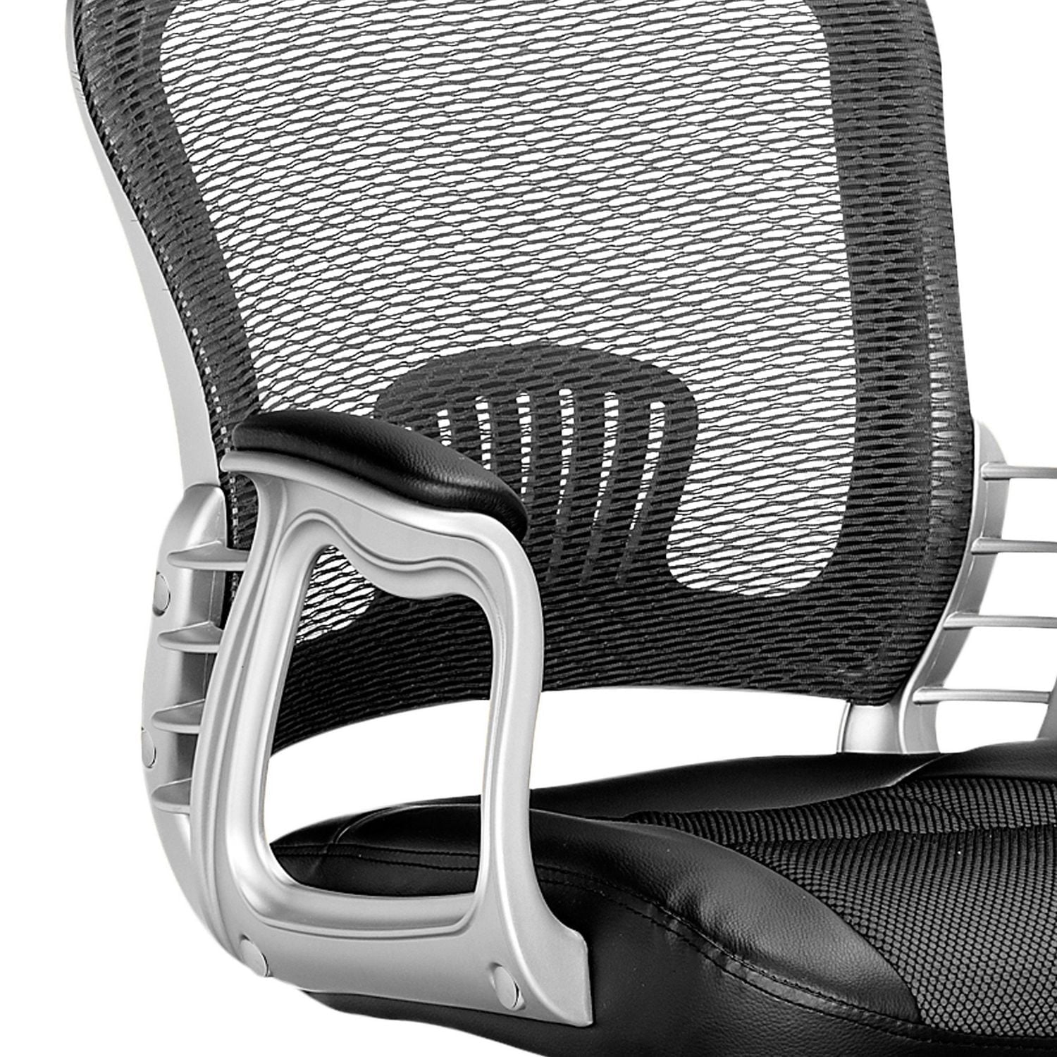 Chaise de bureau pour adulte CorLiving Quinn en similicuir et maille, réglable en hauteur, avec soutien lombaire, noire