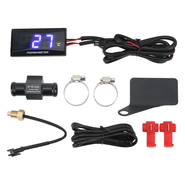 Universal Motorcycle DC12V LCD Screen Slim Water Temperature Gauge With 16mm Tee for Motorbike Blue Backlight