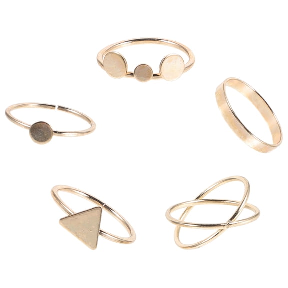 Milisten 5Pcs Golden Personality Rings Open Finger Design Lightweight Rings for Fashion Decoration