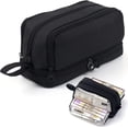 thumbnail image 1 of MAMUNU Estuche para lápices de gran capacidad con 4 compartimentos, bolsa para lápices con cremallera y asa portátil, estuche para bolígrafos, organizador de papelería para oficina, universidad,, 1 of 7
