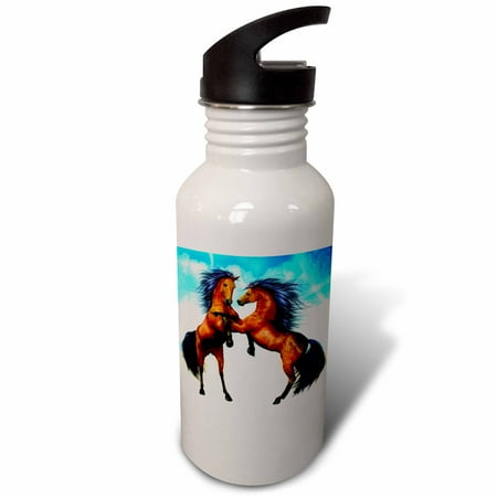 

3dRose Fighting Stallions Two very beautiful stallions reared up in battle Sports Water Bottle 21oz