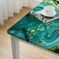 thumbnail image 4 of WYYP Marble Fitted Tablecloths Square, Green Gold Marble Elastic Edge Home Decor Tablecloth, Stain &amp; Dust Proof Washable Polyester Table Cover for Kitchen Living Room Use White, 4 of 7