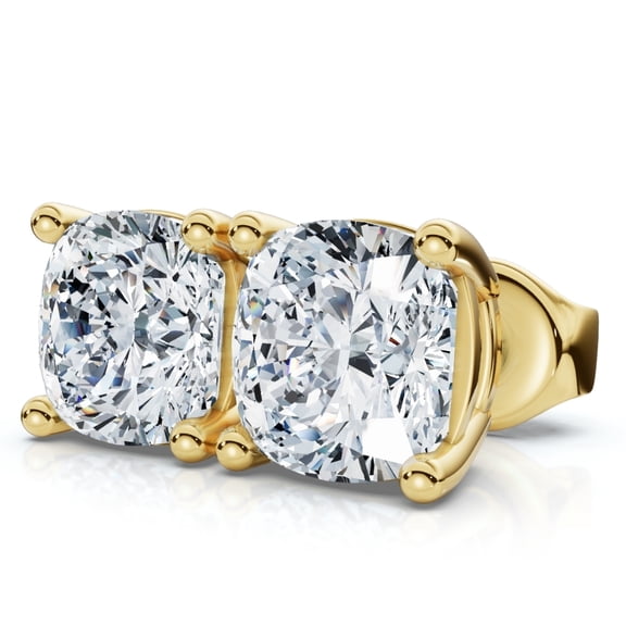 Pompeii 4Ct TW Cushion Cut Diamond Studs 14k Yellow Gold (G,VS2-SI1)