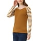 thumbnail image 4 of Camiseta de manga larga de rayas con cuello en V para mujer INSPIRE CHIC M Café, 4 of 5