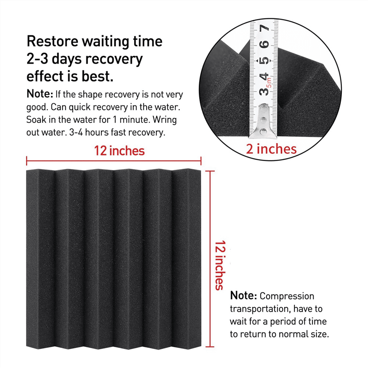 24 Packs Acoustic Foam Panels Wedge 2 X 12 X 12 Inch, Soundproofing Foam Noise Cancelling Foam for Home Office Recoding