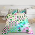 thumbnail image 2 of Castle Fairy Four Leaf Clover Full Size Comforter Sets 3-Piece for Children Teens,Geometric Checkered Plaid Bedding Comforter Set,Abstract Gradient Ombre Lightweight Bedding Sets, 2 of 8