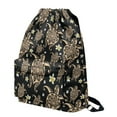 thumbnail image 2 of Xoenoiee Turtle Flower Print Drawstring Backpack for Men Women, Waterproof Gym Bag Sackpack Sports Bag Draw String Backpacks for Cycling Basketball Soccer Yoga, 2 of 8