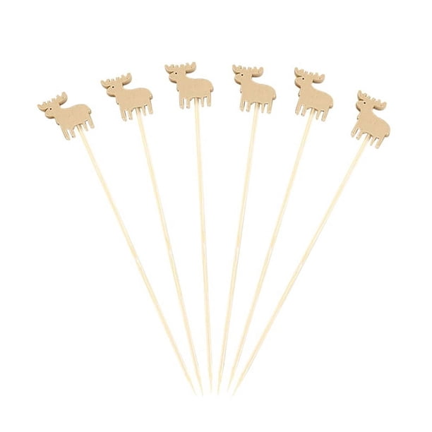 200 Palillos de Cóctel Navideños, Palillos de Dientes, Brochetas Decorativas, Palillos de Fiesta de Navidad para Decorar Alimentos, Palitos de Brocheta B