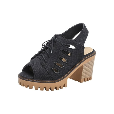 

Boots Deals 2022 Juebong Fashionable Denim And Artificial Leather Microfiber High Heel Women s Shoes Size 35-43