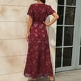 thumbnail image 4 of SMihono Robe Maxi Bohème d'Été pour Femmes Grande Taille Robe Longue à Manches Courtes Col en V Fendue Robe de Plage, 4 of 8