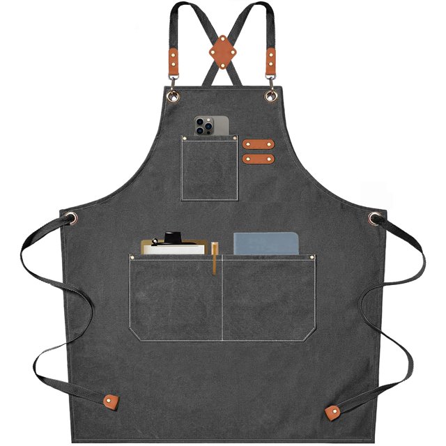 Delantal de lona Apron AFUN Chef para hombre y mujer, color gris