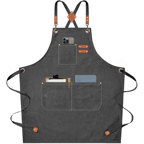 Delantal de lona Apron AFUN Chef para hombre y mujer, color gris