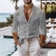 thumbnail image 1 of pstuiky camisas de manga larga para hombre, Camisa informal de manga larga con cuello alto y botones lisos para hombre camisetas de hombre l, 1 of 3