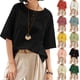 thumbnail image 1 of Camisa de manga larga,Camiseta de verano para mujer, blusa informal de poliéster con cuello redondo y manga 3/4, largo regular para uso diario, sopatenor, 1 of 9