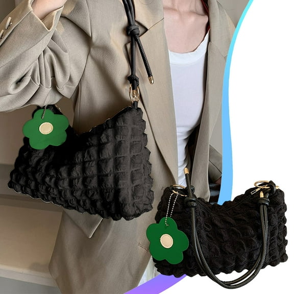 Women's Soft Foldable Shoulder Handbag | Lightweight Cloth Underarm Tote Purse | Vintage Inspired Casual Satchel | Adjustable Strap | Multi-Use | 27x16x8cm | Pink White Green Blue