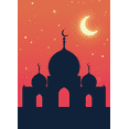 thumbnail image 4 of Mosque Silhouette under Crescent Moon Ramadan Decor Backdrop Abstract Party Supplies Celebration Eid Background Banner Wedding Stage, 4 of 8