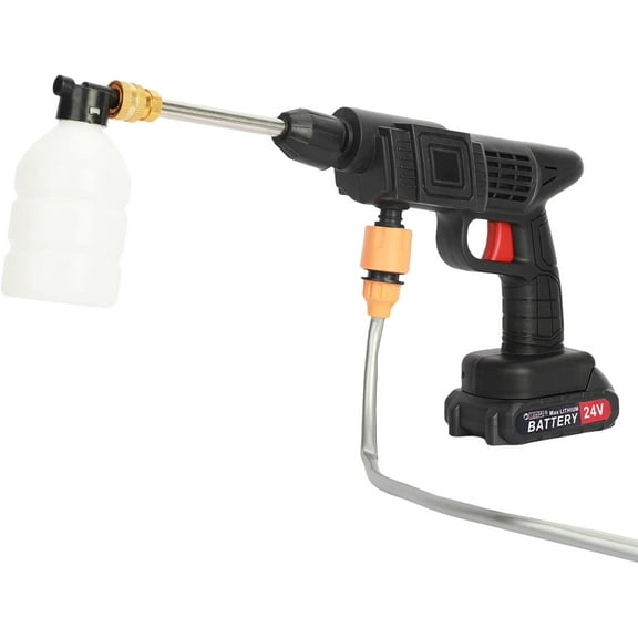 Cordless Power Pressure Washer for Car - Portable Power Cleaner with Rechargeable 1500mAh Battery Powered, Handheld High Pressure Car Washer with 2 Nozzles for Home Floor Cleaning Black US Pl