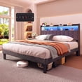 thumbnail image 5 of Lofka Queen Size Bed Frame with Lighted Storage Headboard for Bedroom, Dark Gray Finish, 5 of 13
