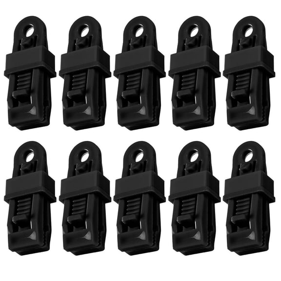OULII Black Nylon Tent Clips and Clamps, Plastic Fasteners for Camping Tents and Outdoor Gear