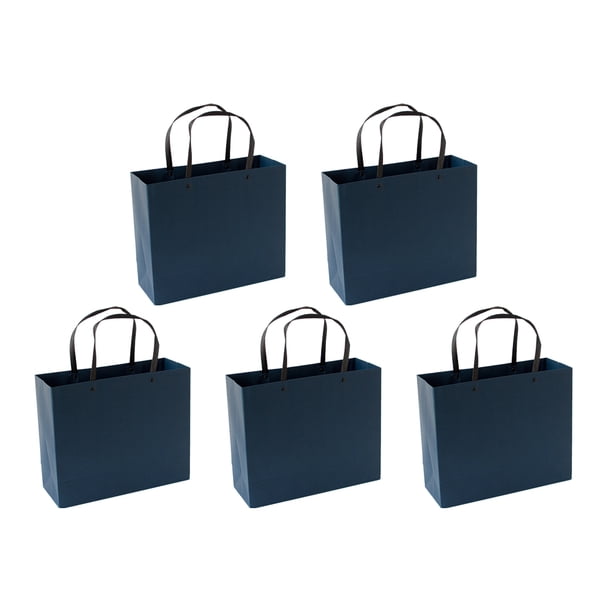KAKOWELY 5 bolsas de papel de moda para regalo de cumpleaños, bolsas de almacenamiento creativas, bolsas de regalo de color sólido (azul, talla M)
