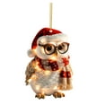 thumbnail image 2 of Christmas Owl Ornaments - Cute Hanging Owl with Glasses Pendant for Xmas Tree Decorations, Holiday Home Indoor Outdoor Party Decor and New Year Celebration, 2 of 7