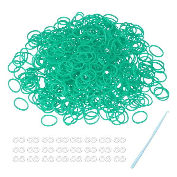 Uxcell 600 Pcs Loom Rubber Bands Kit with 25 Pcs S-Clips 1-Hook Rubber Bands Refill Bracelet Making Kits for Weaving DIY Handcrafts Gift, Light Green