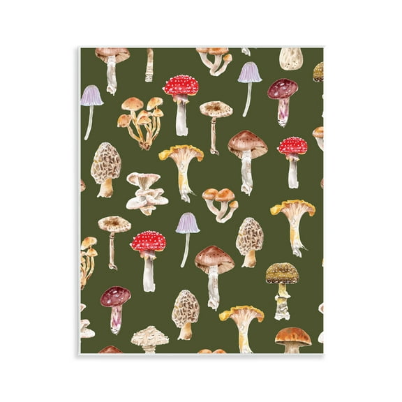 Stupell Industries Mushrooms Repeating Pattern Botanical & Floral Painting Unframed Art Print Wall Art, 11 x 14