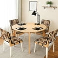 thumbnail image 3 of TSOVTHRID Horse Pattern Quilted Dining Chair Slipcovers Stretchy Soft Chair Covers with Detachable Strap, Beige Non-Slip Seat Cushion Covers for Kitchen Dining Room, Set of 1, 3 of 7