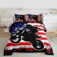 thumbnail image 2 of Castle Fairy Sport Motorcycle Twin Comforter Sets,American Flag Bedding Set, 2 of 8